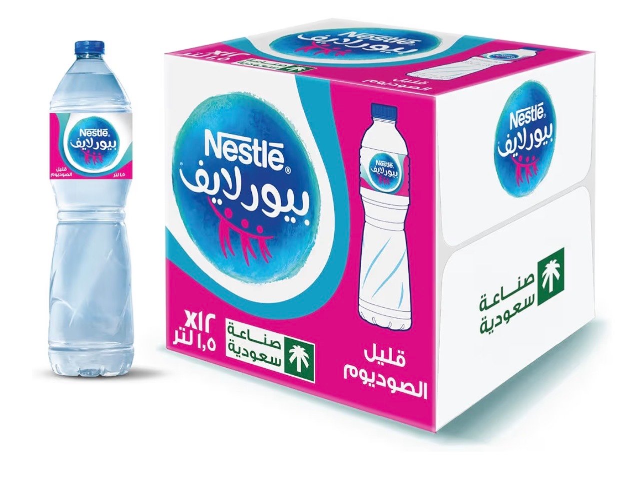 مياه شرب مقطره معباة من نستله بيور لايف 1.5x12 لتر